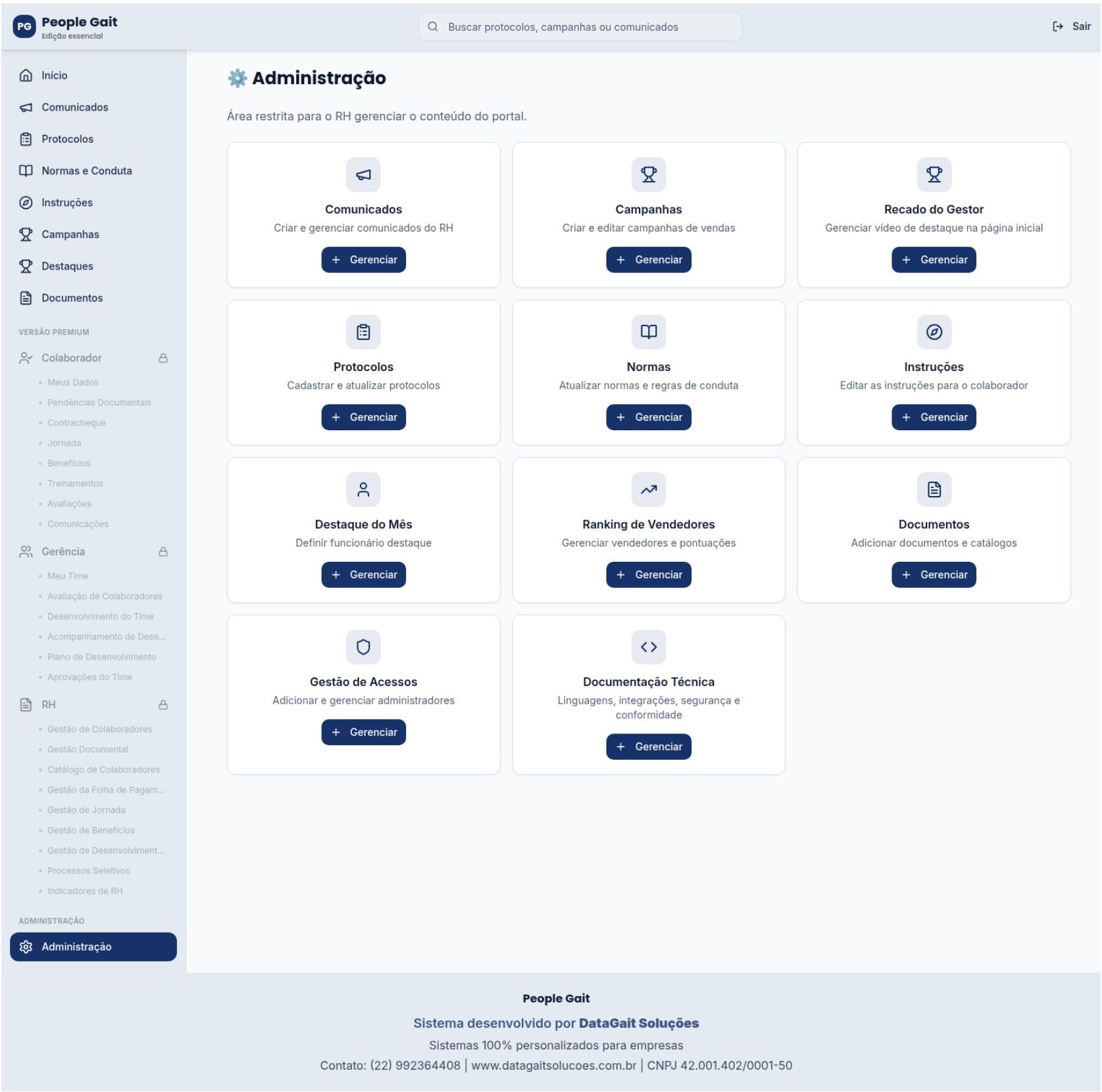 Painel administrativo